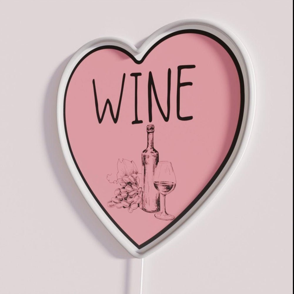 I Love Wine Heart Rgb Led Neon Sign Restaurant Wall Art - Shineneon