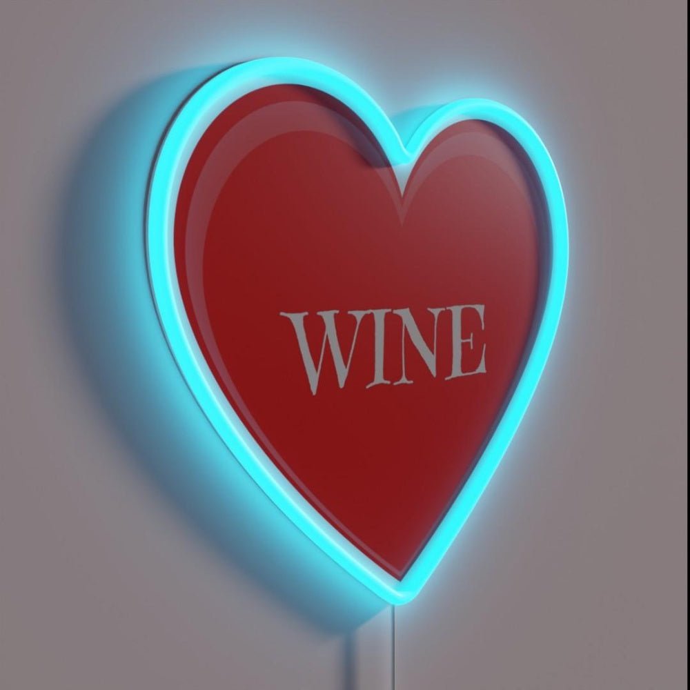 I Love Wine Red Heart Rgb Led Neon Sign Bar Wall Decor - Shineneon