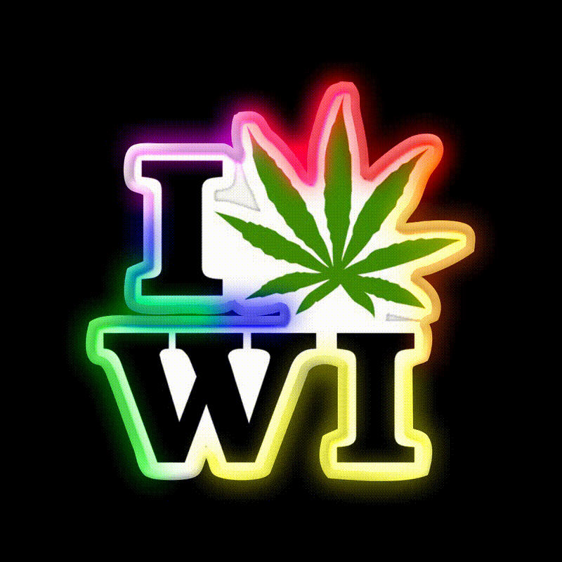 I Love Wisconsin Weed Hemp Inspired Green Leaf Led Neon Sign Rgb Color - LED neon sign close-up detail