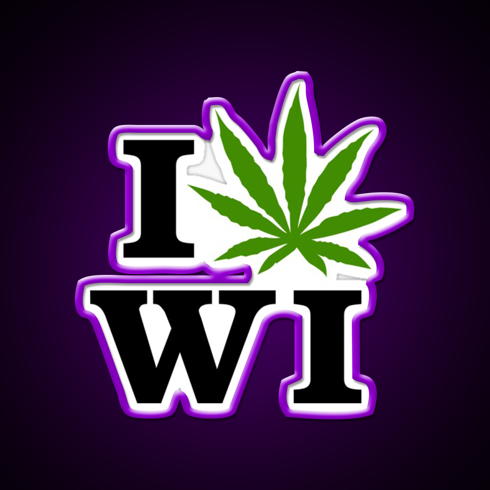 I Love Wisconsin Weed Hemp Inspired Green Leaf Led Neon Sign Rgb Color - LED neon sign view 9