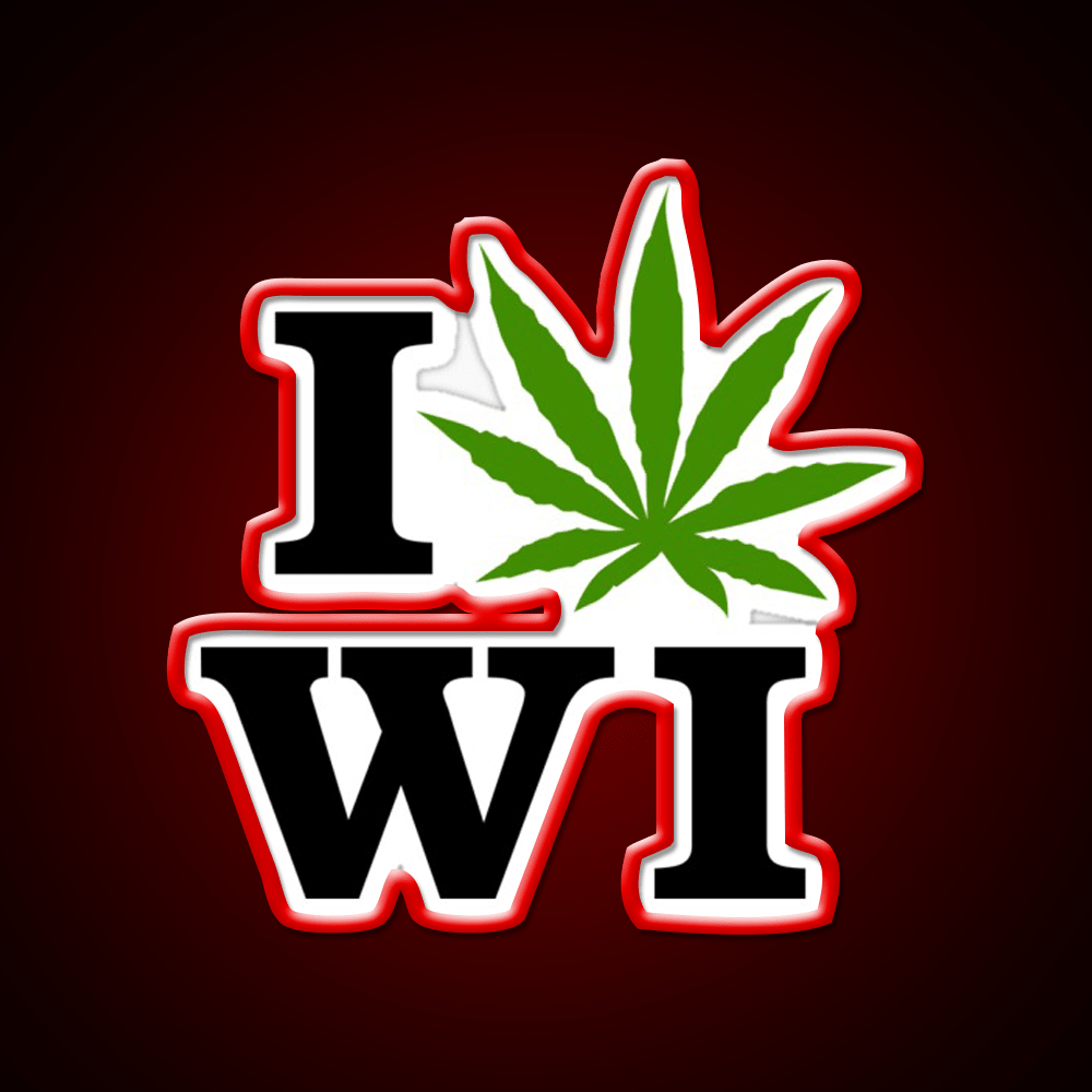 I Love Wisconsin Weed Hemp Inspired Green Leaf Led Neon Sign Rgb Color - Shineneon