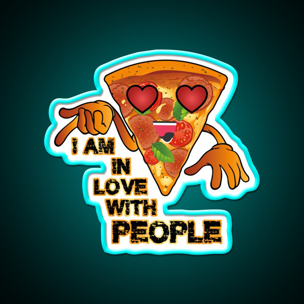 I Love With People Pizza Fast Food Led Neon Sign For Burger Place Rgb Color