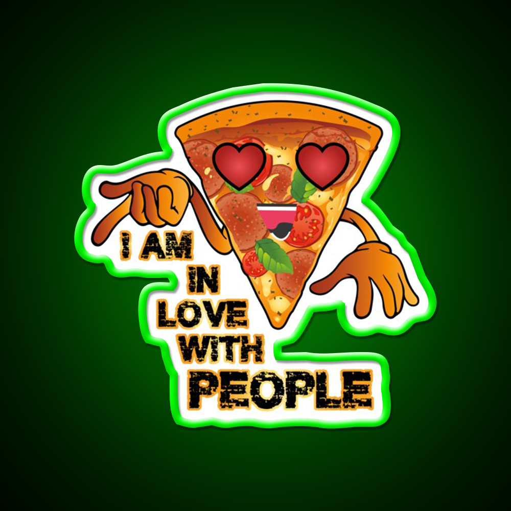 I Love With People Pizza Fast Food Led Neon Sign For Burger Place Rgb Color