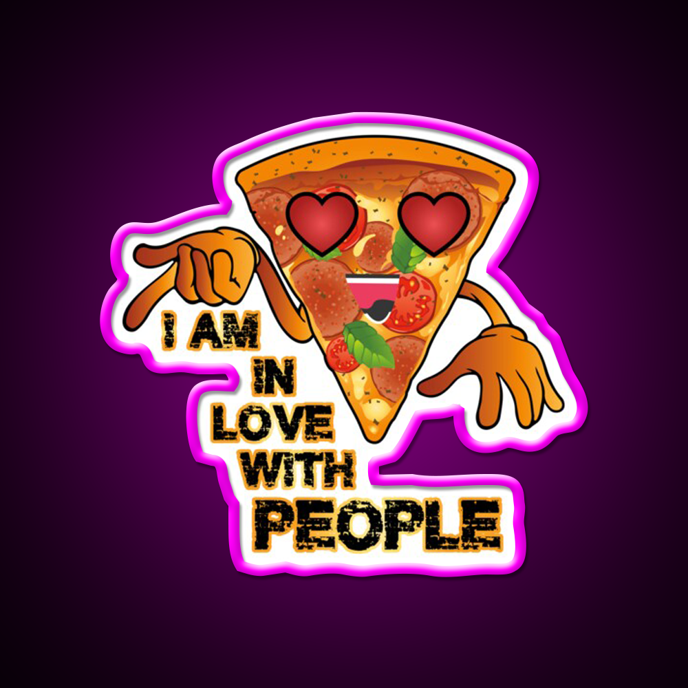 I Love With People Pizza Fast Food Led Neon Sign For Burger Place Rgb Color
