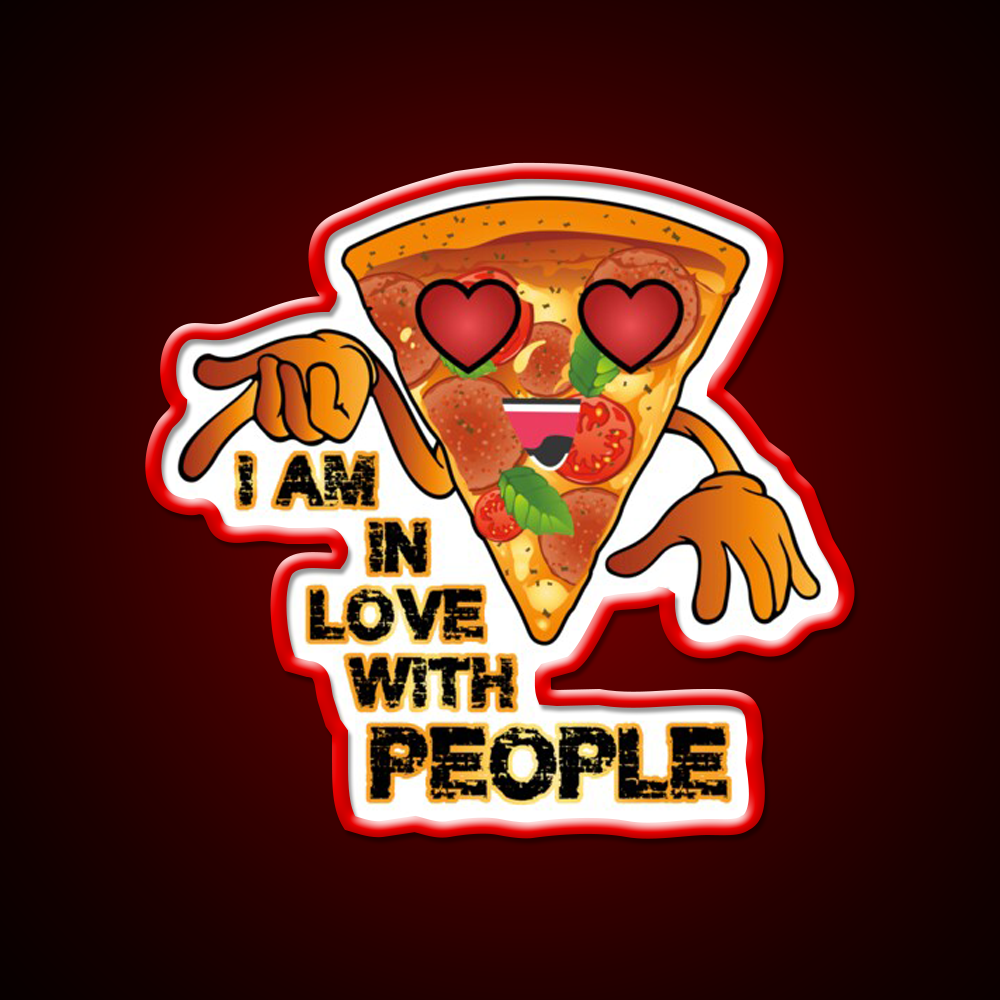 I Love With People Pizza Fast Food Led Neon Sign For Burger Place Rgb Color