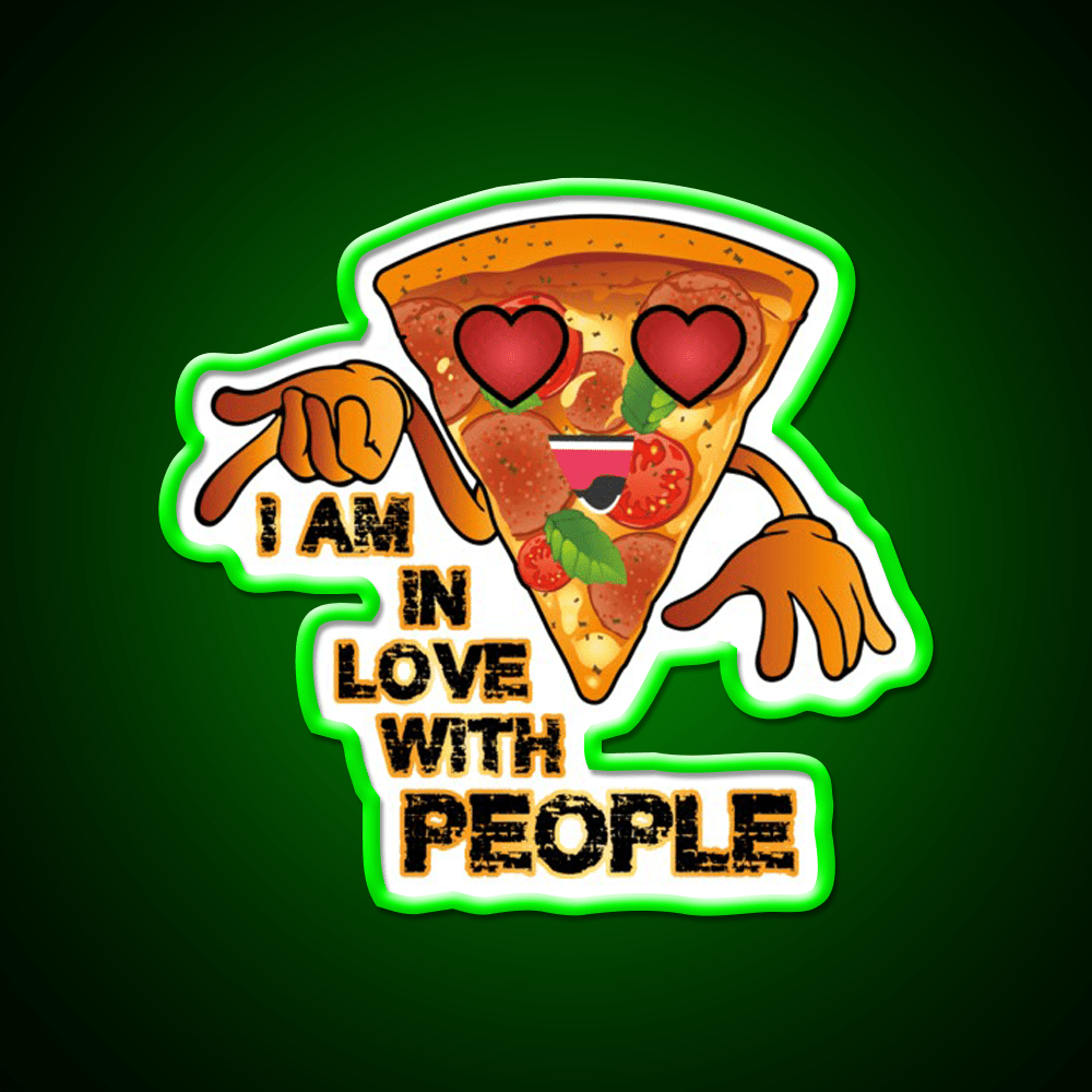 I Love With People Pizza Fast Food Led Neon Sign For Burger Place Rgb Color - Shineneon