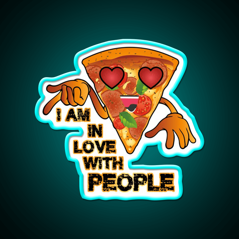 I Love With People Pizza Fast Food Led Neon Sign For Burger Place Rgb Color - Shineneon