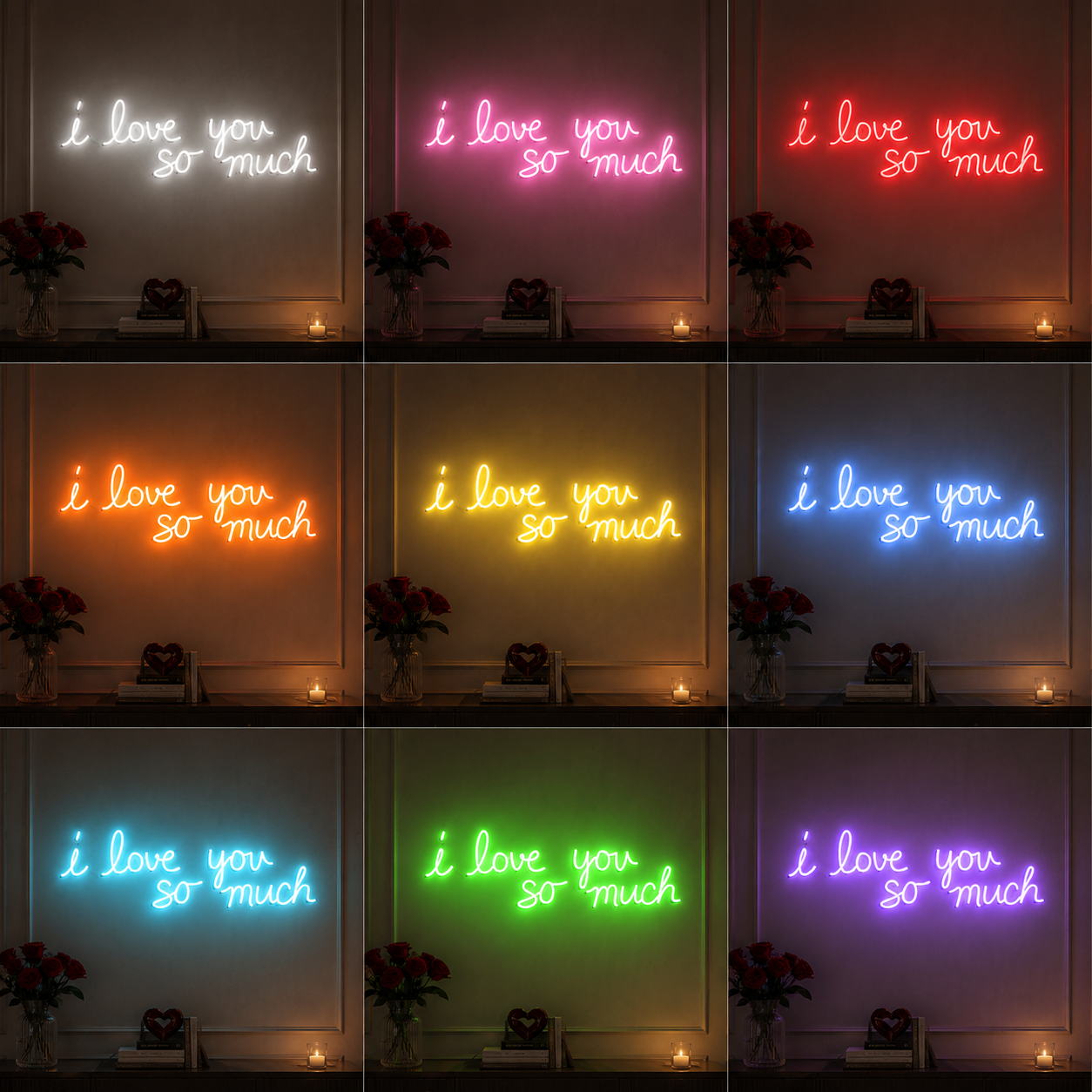 I Love You So Much Wall Decor LED Neon Sign - 05 Color Grid