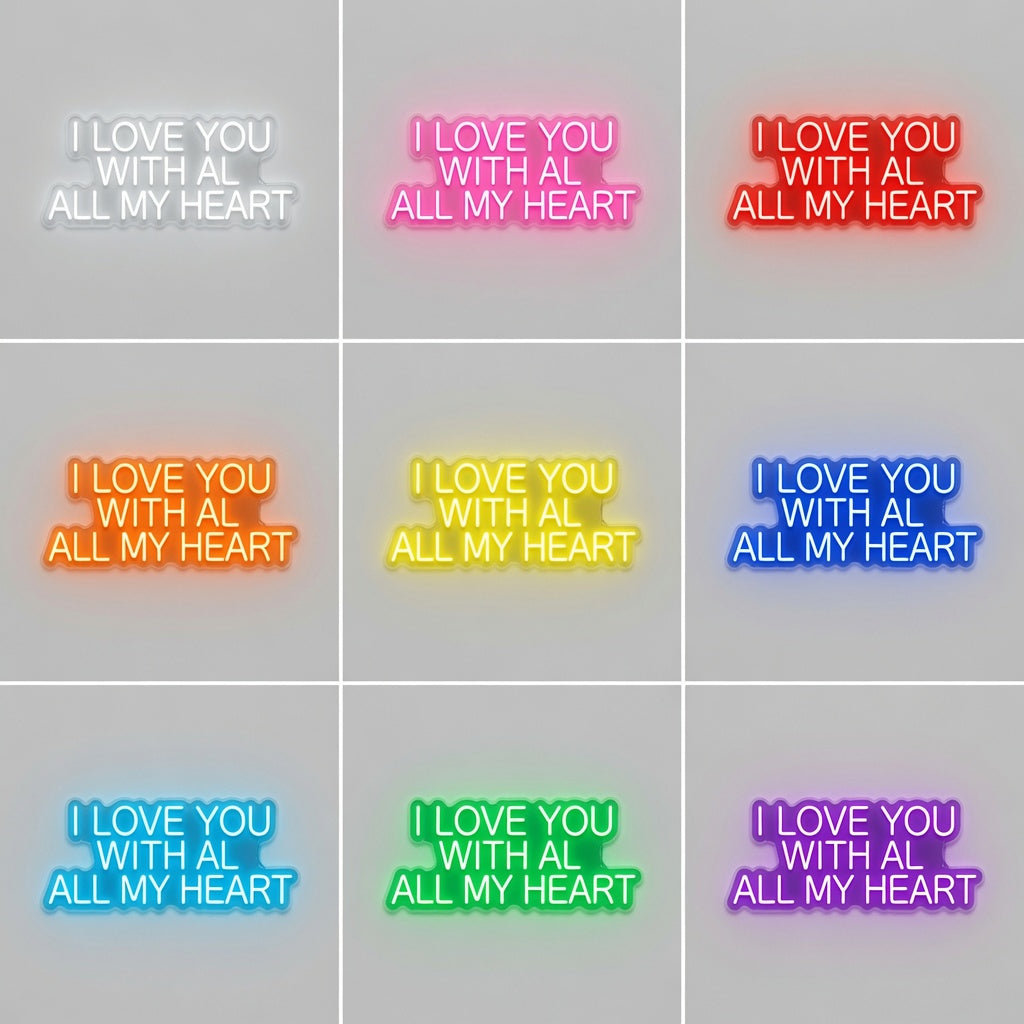 I Love You With All My Heart LED Neon Sign - 05 Color Grid