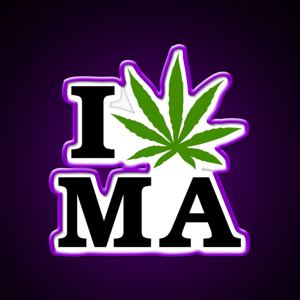 I Massachusetts Hemp Inspired Green Leaf Led Neon Sign Rgb Color