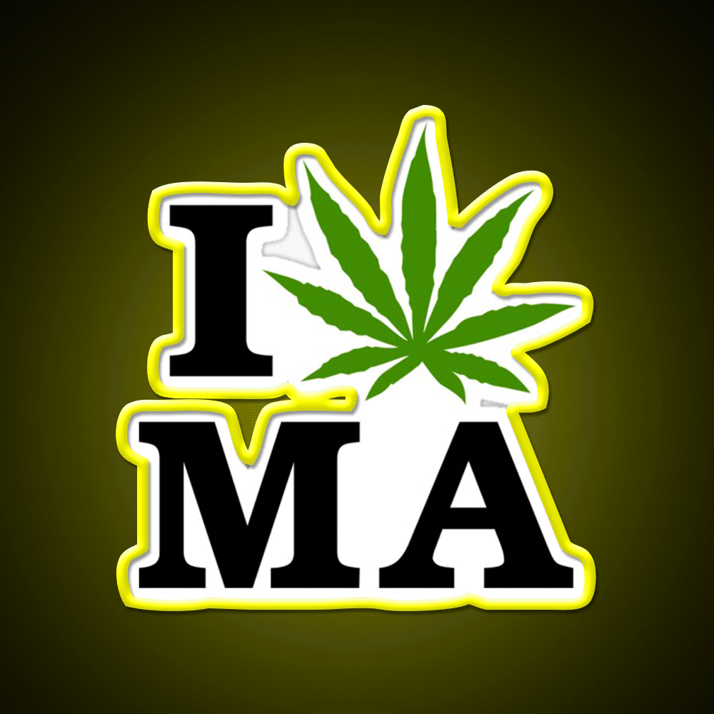 I Massachusetts Hemp Inspired Green Leaf Led Neon Sign Rgb Color - Custom LED neon sign front view