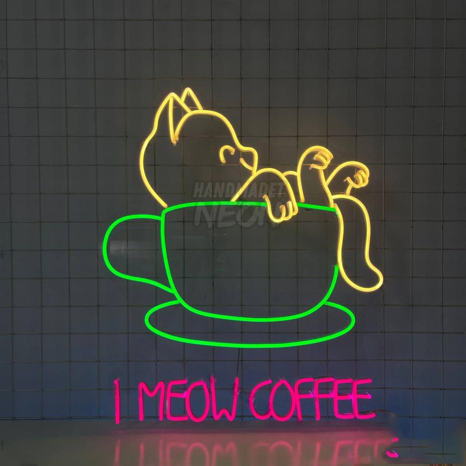 I Meow Coffee Led Neon Sign Cute Cat Coffee Led Decor | Shineneon