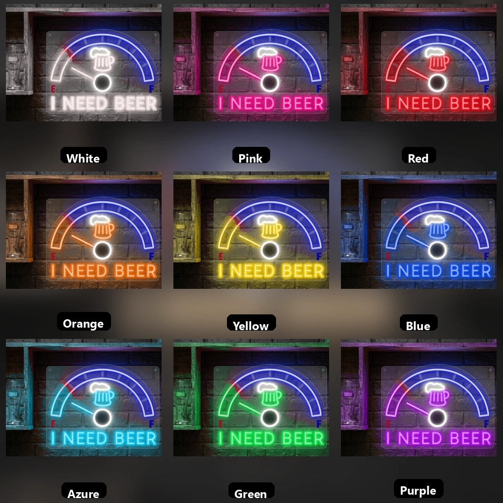 I Need Beer LED Neon Sign - 05 Color Grid