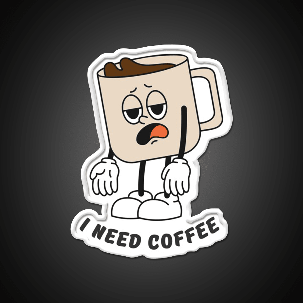 I Need Coffee Tired Mug Caffeine Cafe Led Neon Sign Espresso Bar Art Rgb Color - Shineneon
