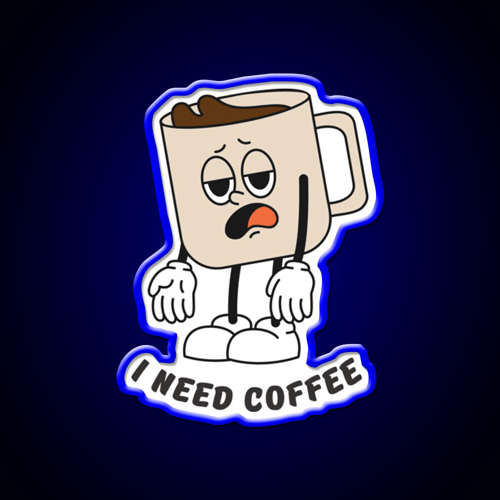 I Need Coffee Tired Mug Caffeine Cafe Led Neon Sign Espresso Bar Art Rgb Color - Shineneon