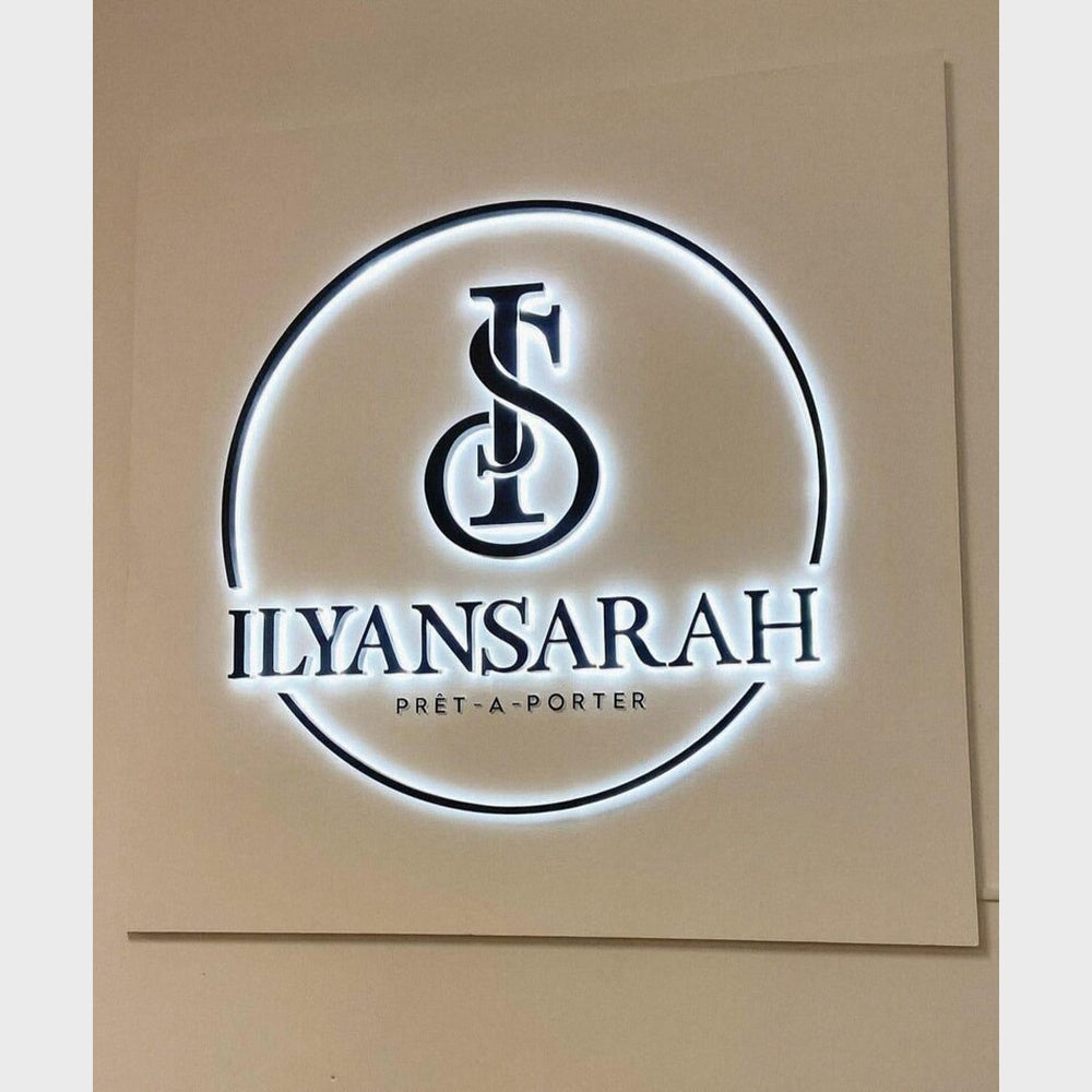 I S Ilyansarah Circle Logo 3D Backlit Channel Letters Led Light Sign