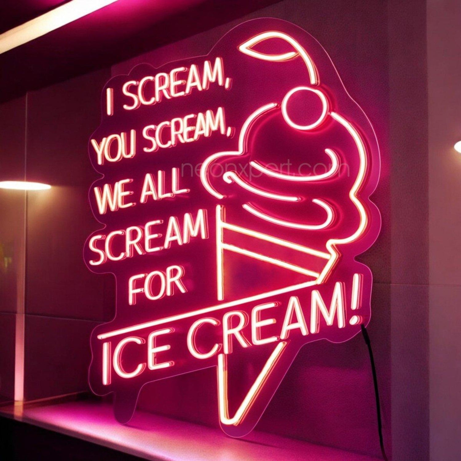I Scream You Scream Pink Ice Cream Led Neon Sign For Dessert Shop Decor | Shineneon