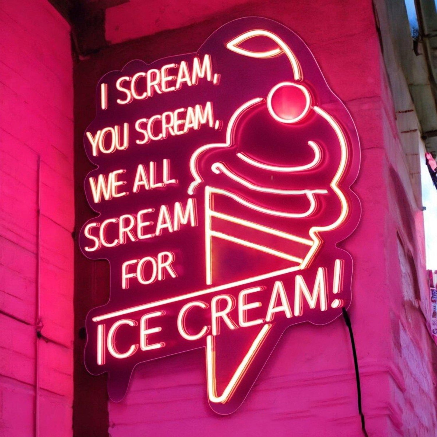 I Scream You Scream Pink Ice Cream Led Neon Sign For Dessert Shop Decor | Shineneon