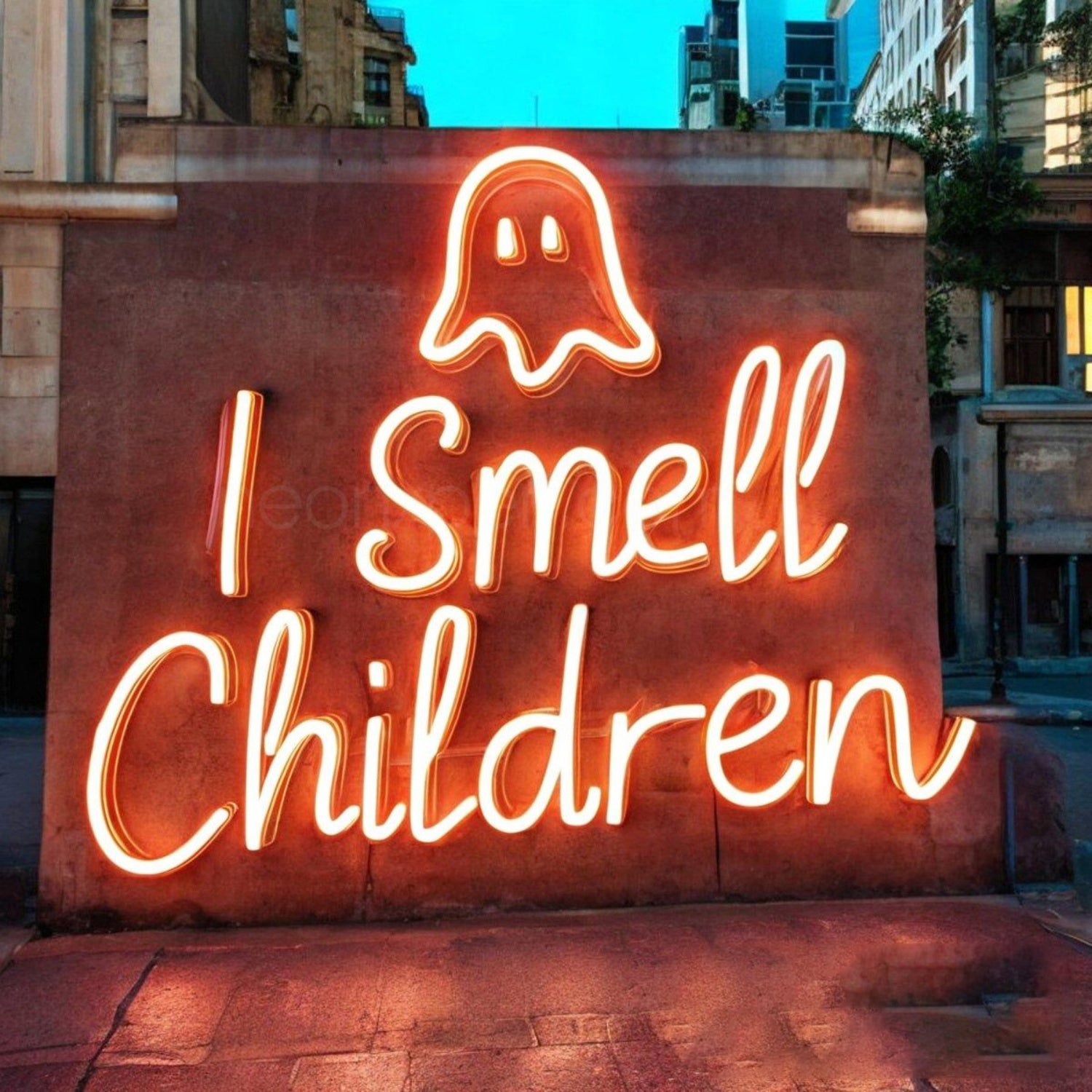 I Smell Children Orange-Red Ghost Led Neon Sign For Halloween Party Decor | Shineneon