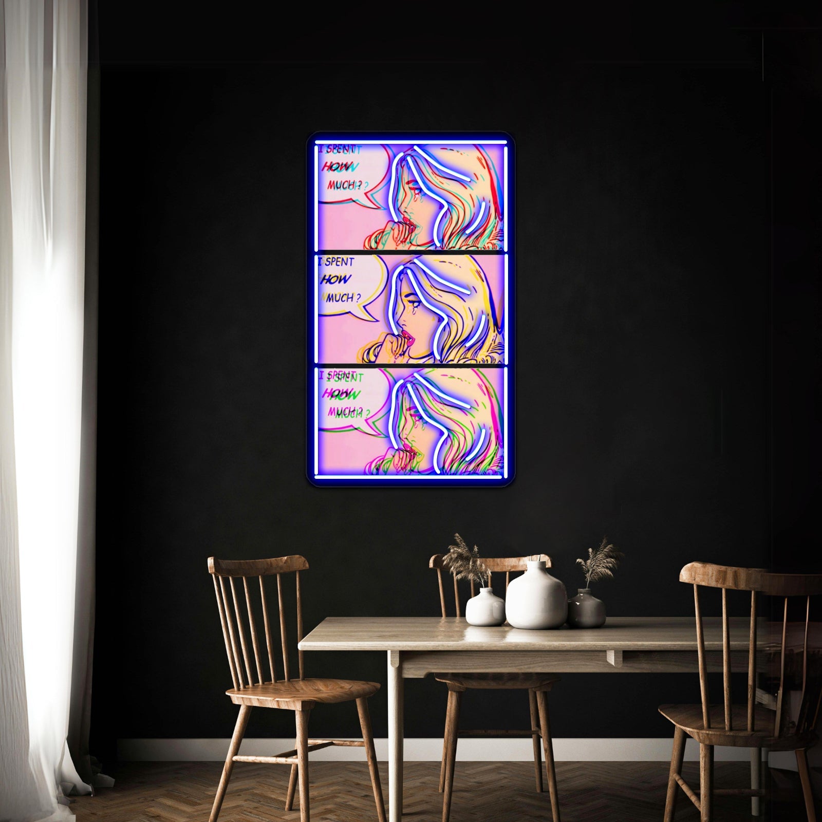 I Spent How Much Comic Pop Art Print Artwork Led Custom Signs - Shineneon