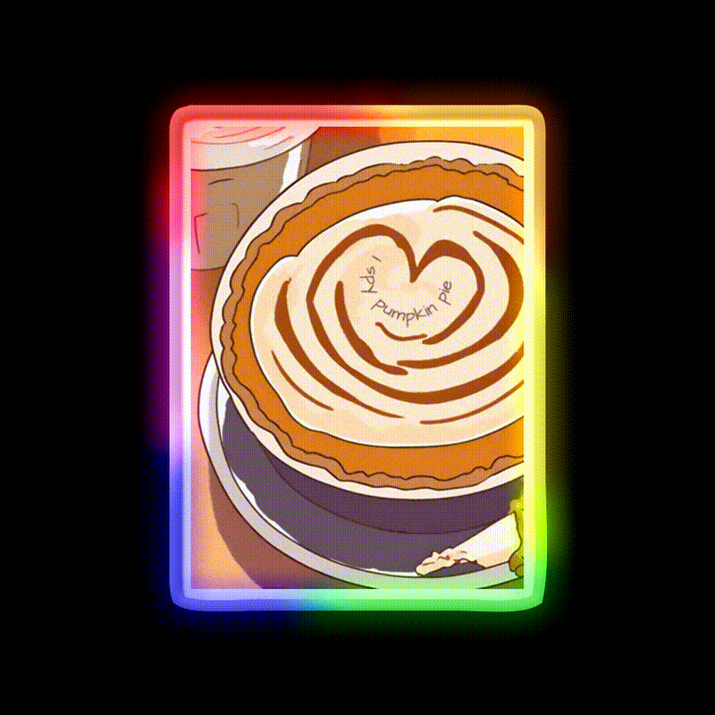 I Spy Pumpkin Pie Cafe Led Neon Sign Espresso Bar Art Rgb Color