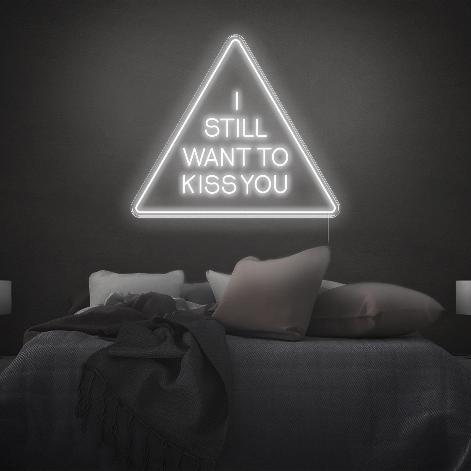 I Still Want To Kiss You Blue Triangle Led Neon Sign For Bedroom Wall Art | Shineneon