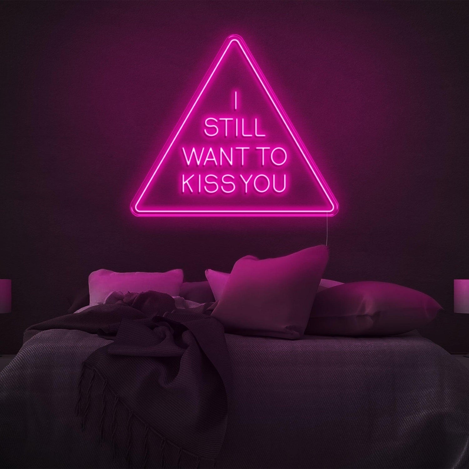 I Still Want To Kiss You Blue Triangle Led Neon Sign For Bedroom Wall Art | Shineneon