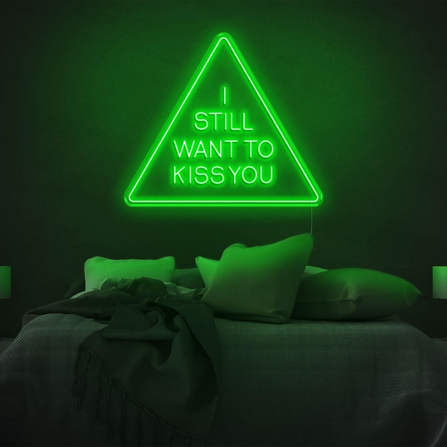 I Still Want To Kiss You Blue Triangle Led Neon Sign For Bedroom Wall Art | Shineneon