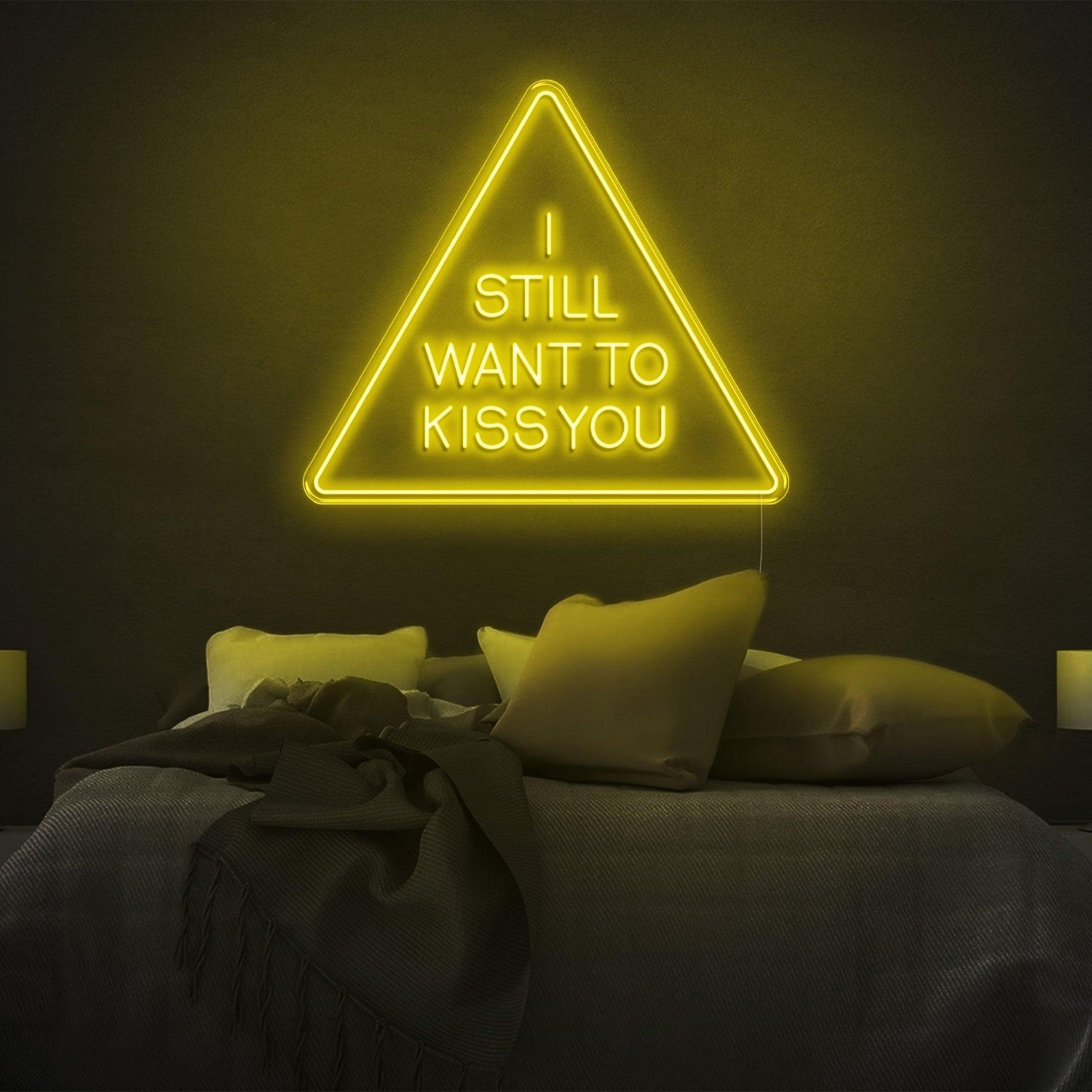 I Still Want To Kiss You Blue Triangle Led Neon Sign For Bedroom Wall Art | Shineneon