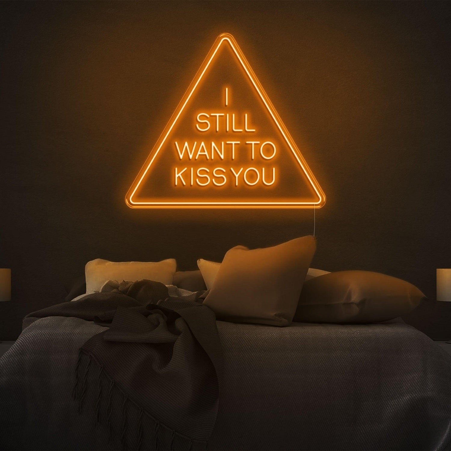I Still Want To Kiss You Blue Triangle Led Neon Sign For Bedroom Wall Art | Shineneon