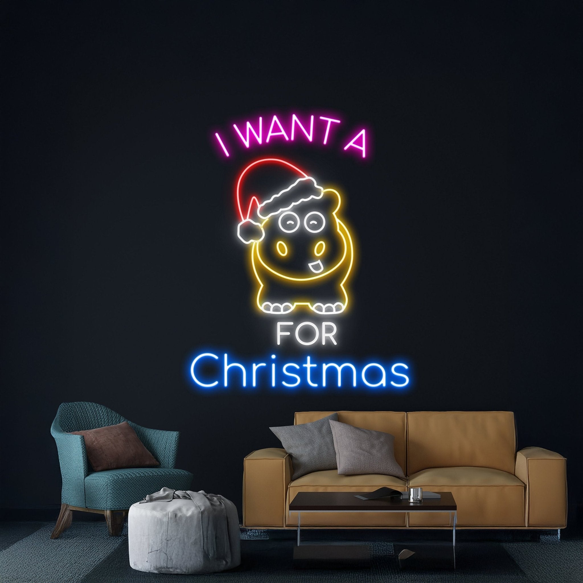 I Want A Hippopotamus For Christmas Neon Sign - Shineneon