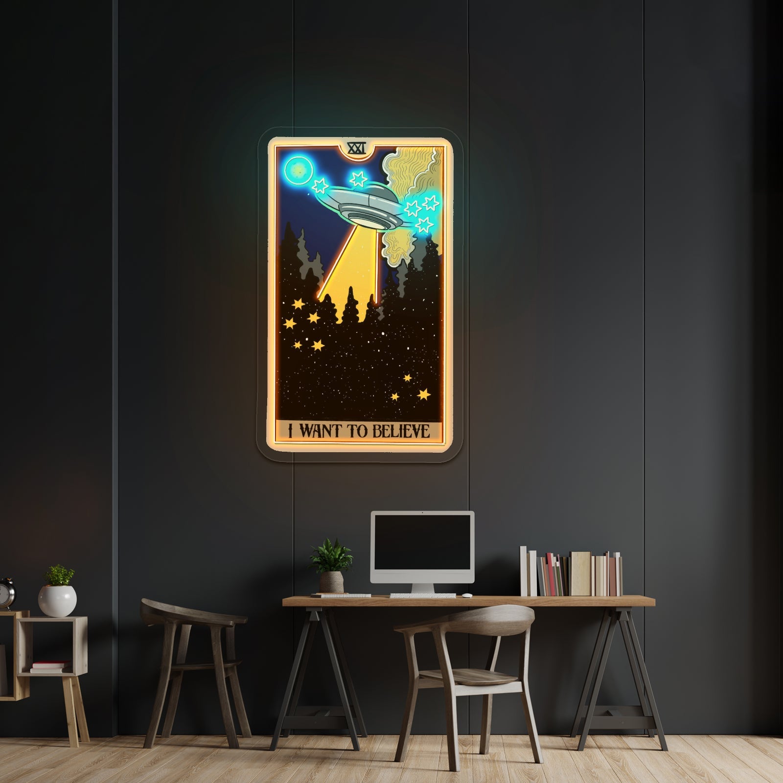 I Want To Believe Ufo Tarot Card Artwork Wedding Signs - Shineneon