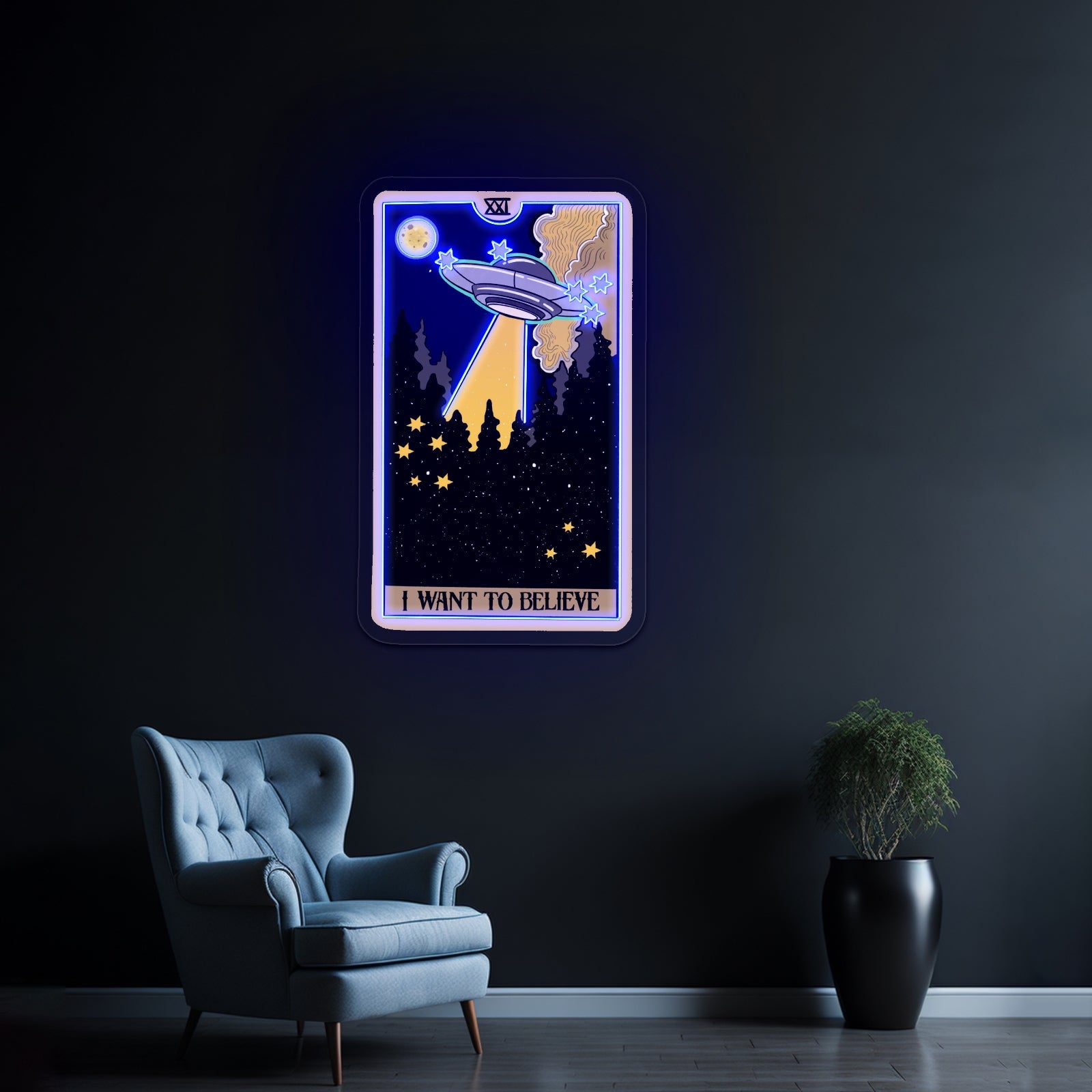 I Want To Believe Ufo Tarot Card Artwork Wedding Signs - Shineneon