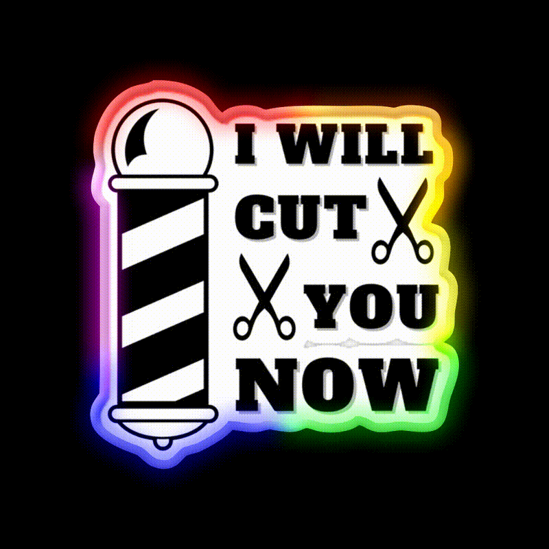 I Will Cut You Now Barber Shop Haircut Led Neon Sign - LED neon sign close-up detail