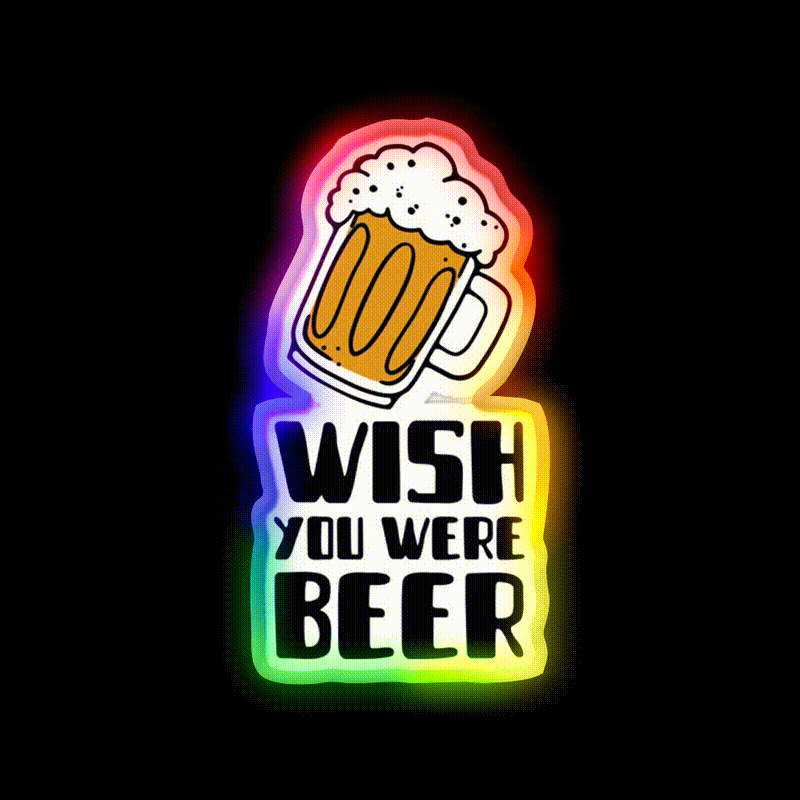 I Wish You Were Beer Man Cave Bar Led Neon Sign Rgb Color