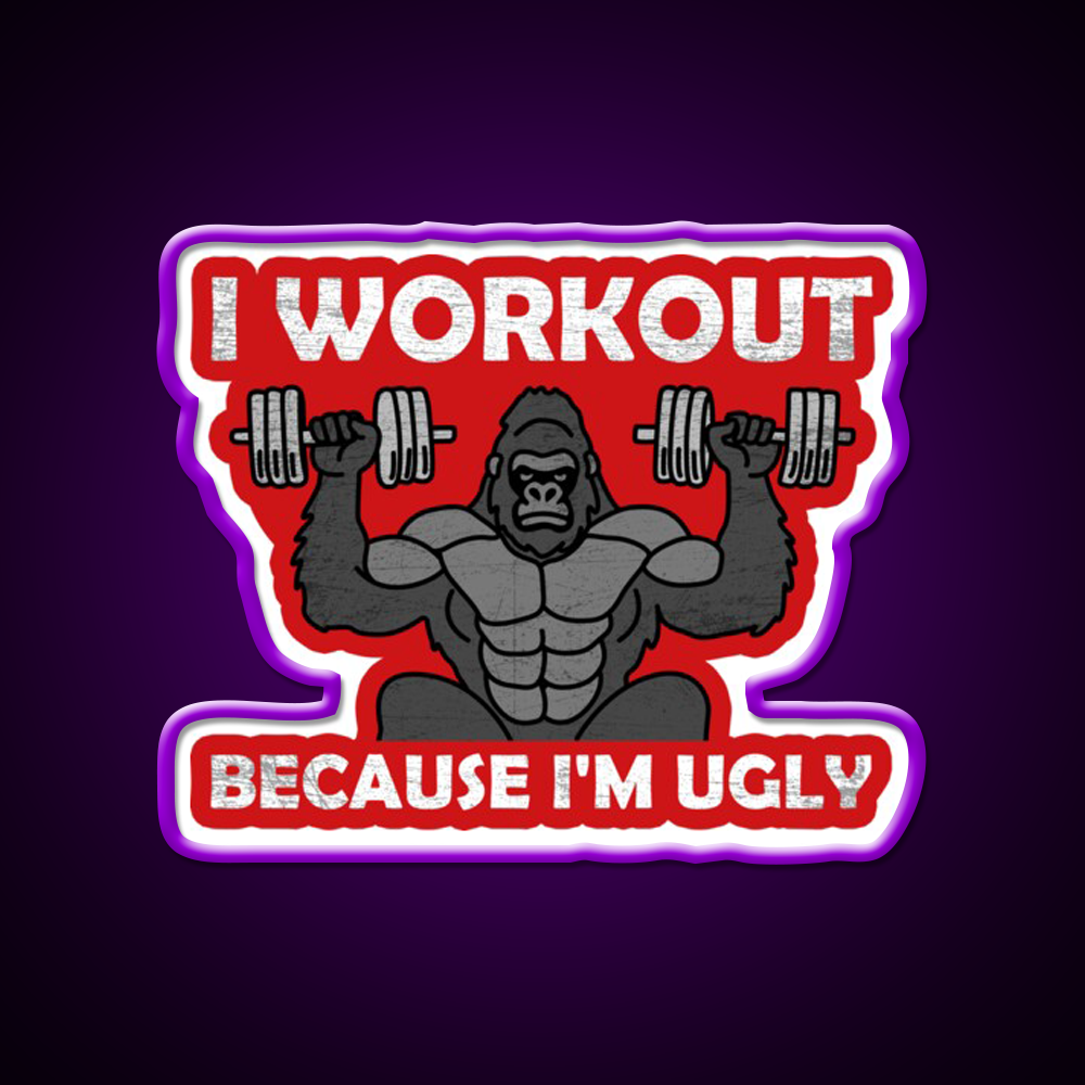 I Workout Because Im Ugly Gym Fitness Led Neon Sign Rgb Color - LED neon sign view 9