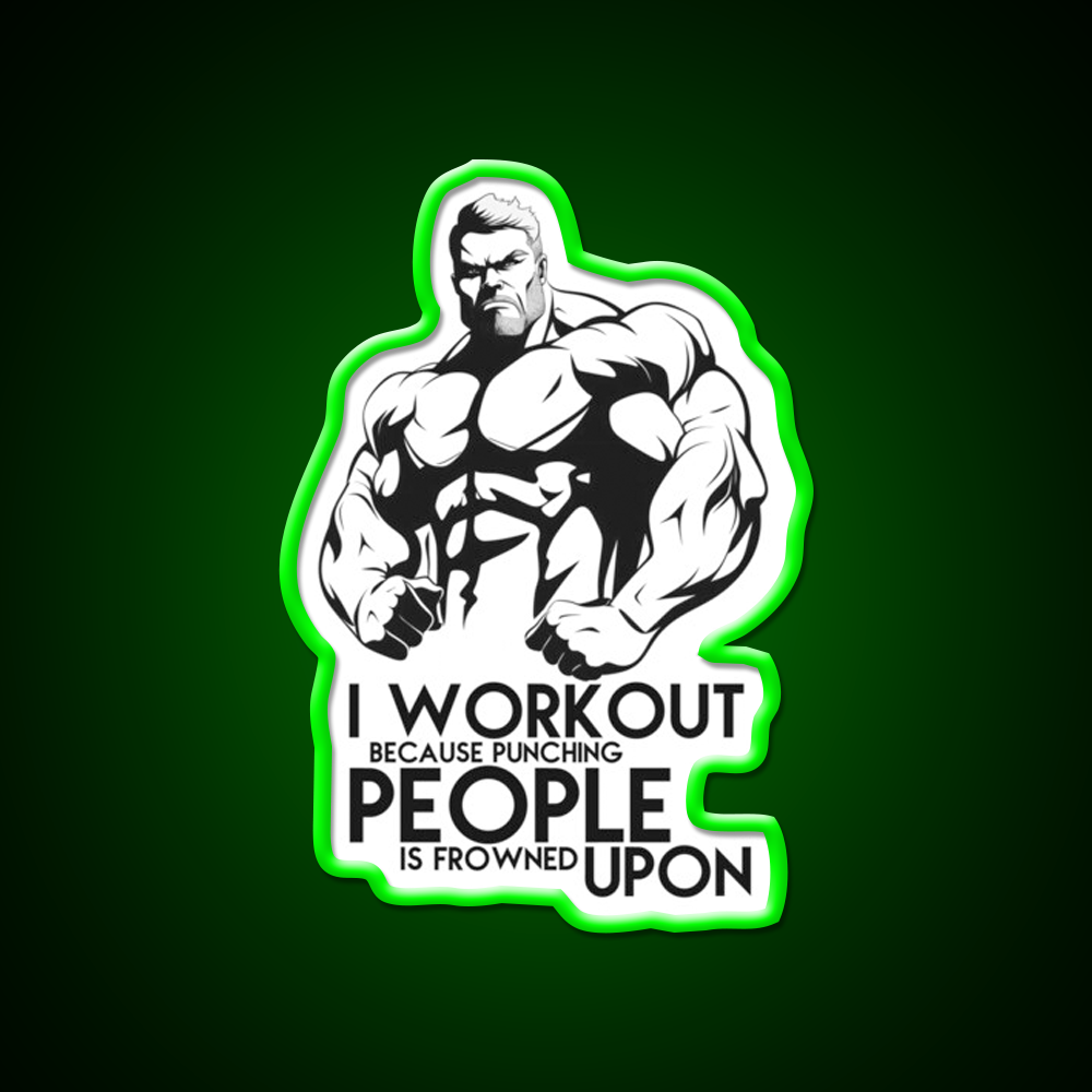 I Workout Because Punching People Is Frowned Upon Gym Fitness Led Neon Sign Rgb Color - LED neon sign view 8