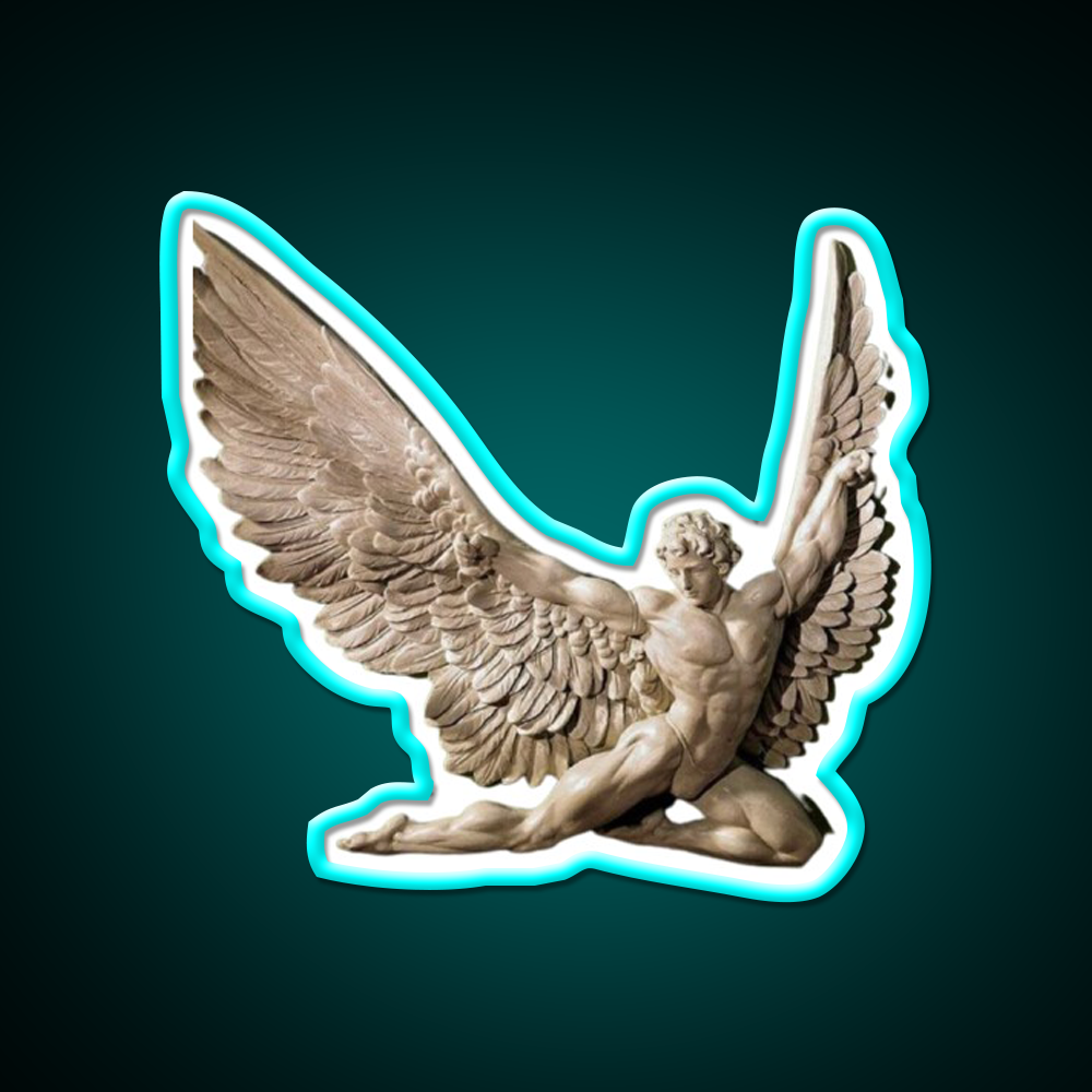 Icarus Pose Gym Fitness Led Neon Sign Rgb Color - Size and dimension reference