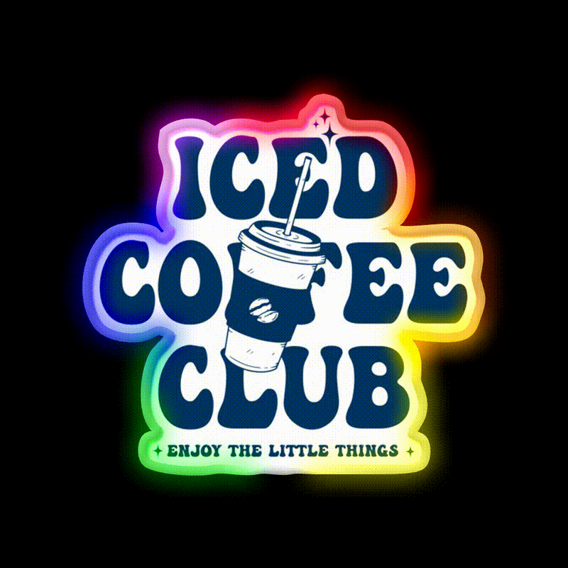 Ice Coffee Club Cafe Led Neon Sign Espresso Bar Art Rgb Color