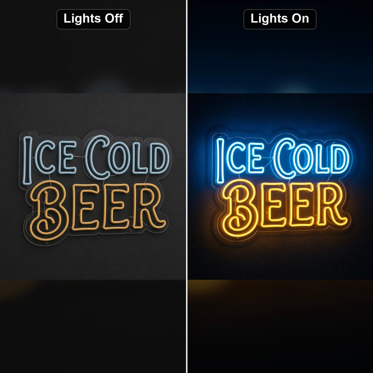Ice Cold Beer LED Neon Sign Man Cave Neon Sign - Shineneon
