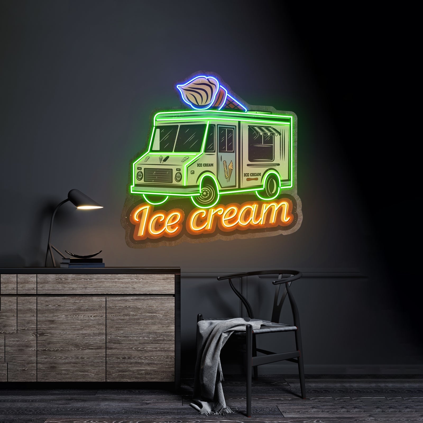 Ice Cream Bus Custom Led Signs Artwork For Sale - Shineneon
