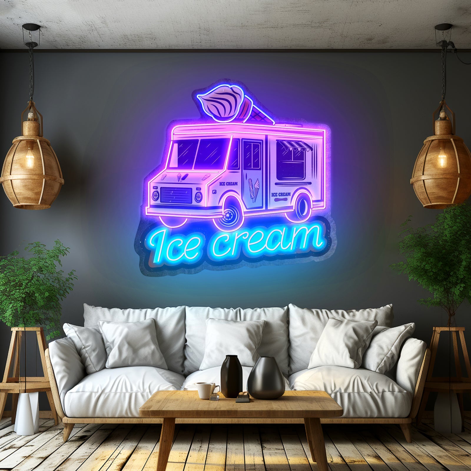 Ice Cream Bus Custom Led Signs Artwork For Sale - Shineneon