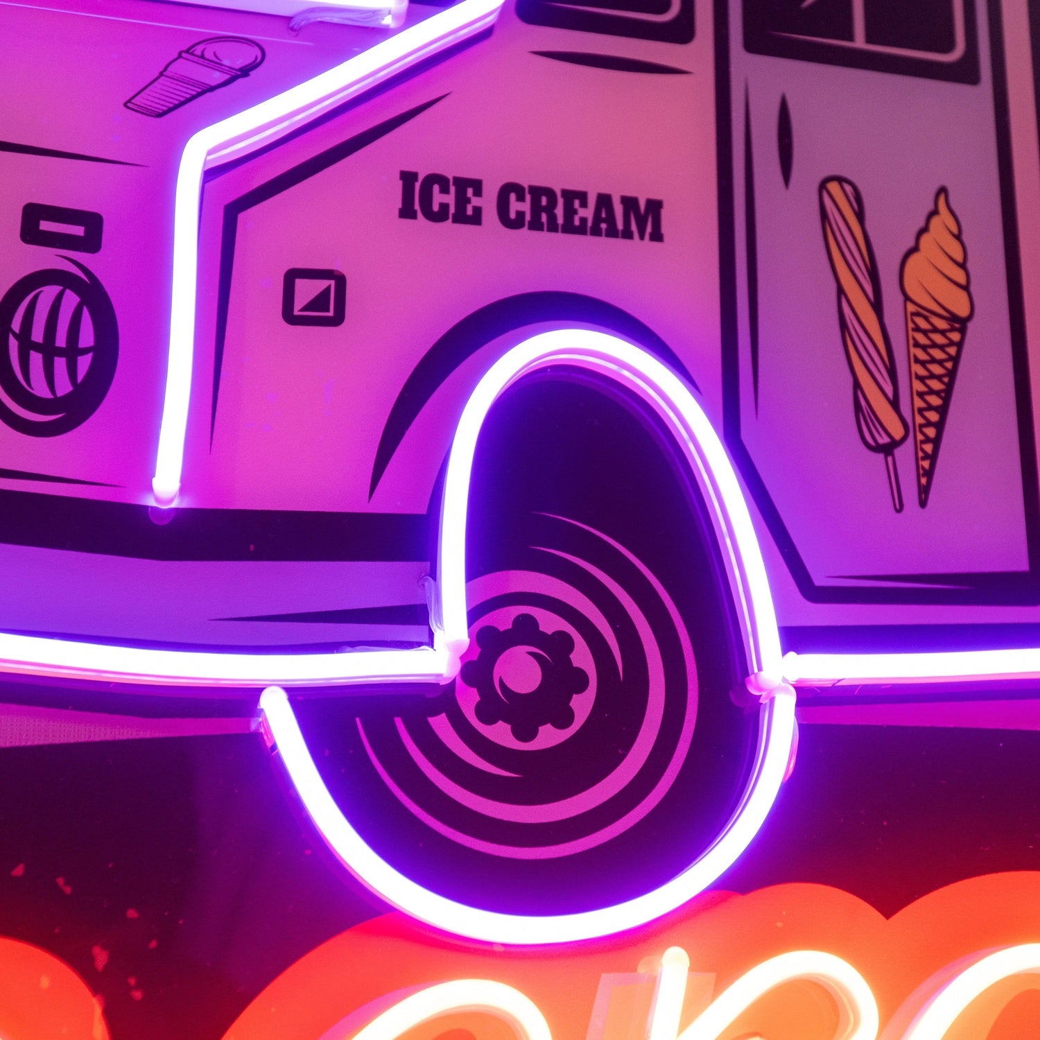 Ice Cream Bus Multicolor Uv Printed Led Neon Sign For Dessert Shop Decor | Shineneon