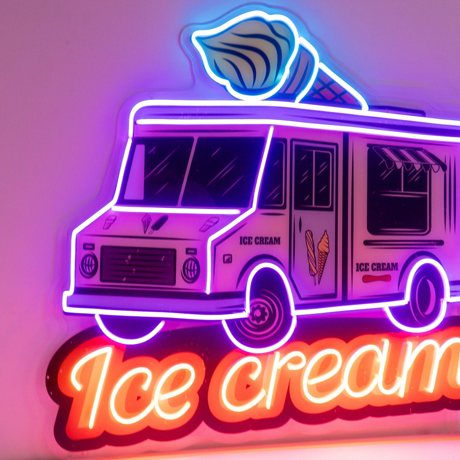 Ice Cream Bus Multicolor Uv Printed Led Neon Sign For Dessert Shop Decor | Shineneon