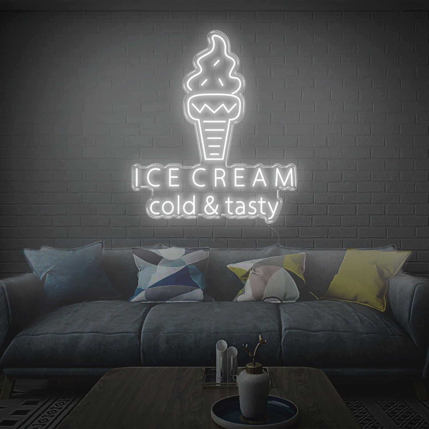 Ice Cream Cold Tasty White Led Neon Sign For Home Decor And Ice Cream Shop | Shineneon