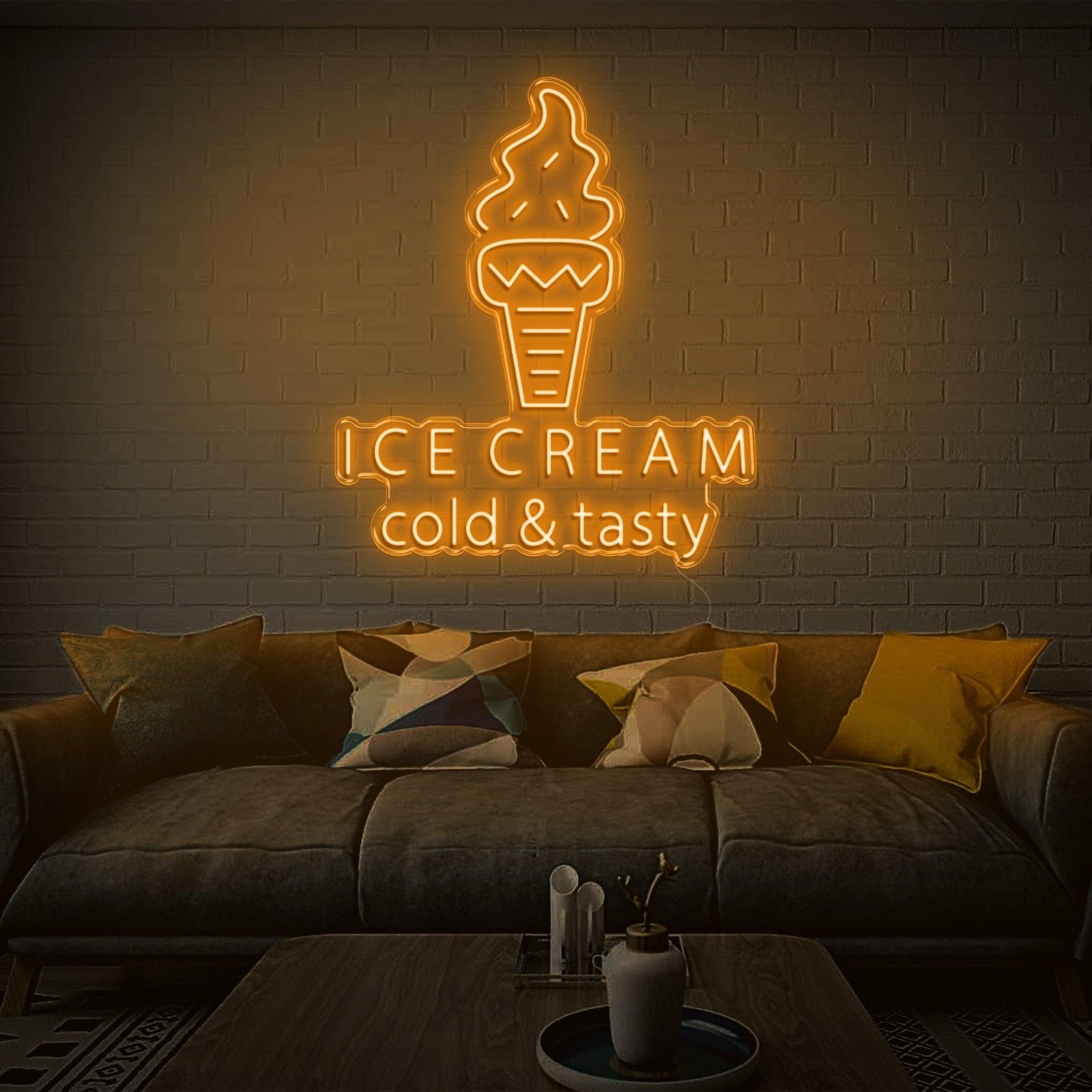 Ice Cream Cold Tasty White Led Neon Sign For Home Decor And Ice Cream Shop | Shineneon