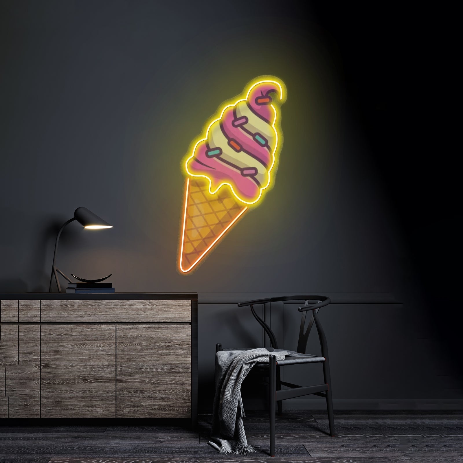 Ice Cream Cone Custom Led Signs Artwork For Sale - Shineneon
