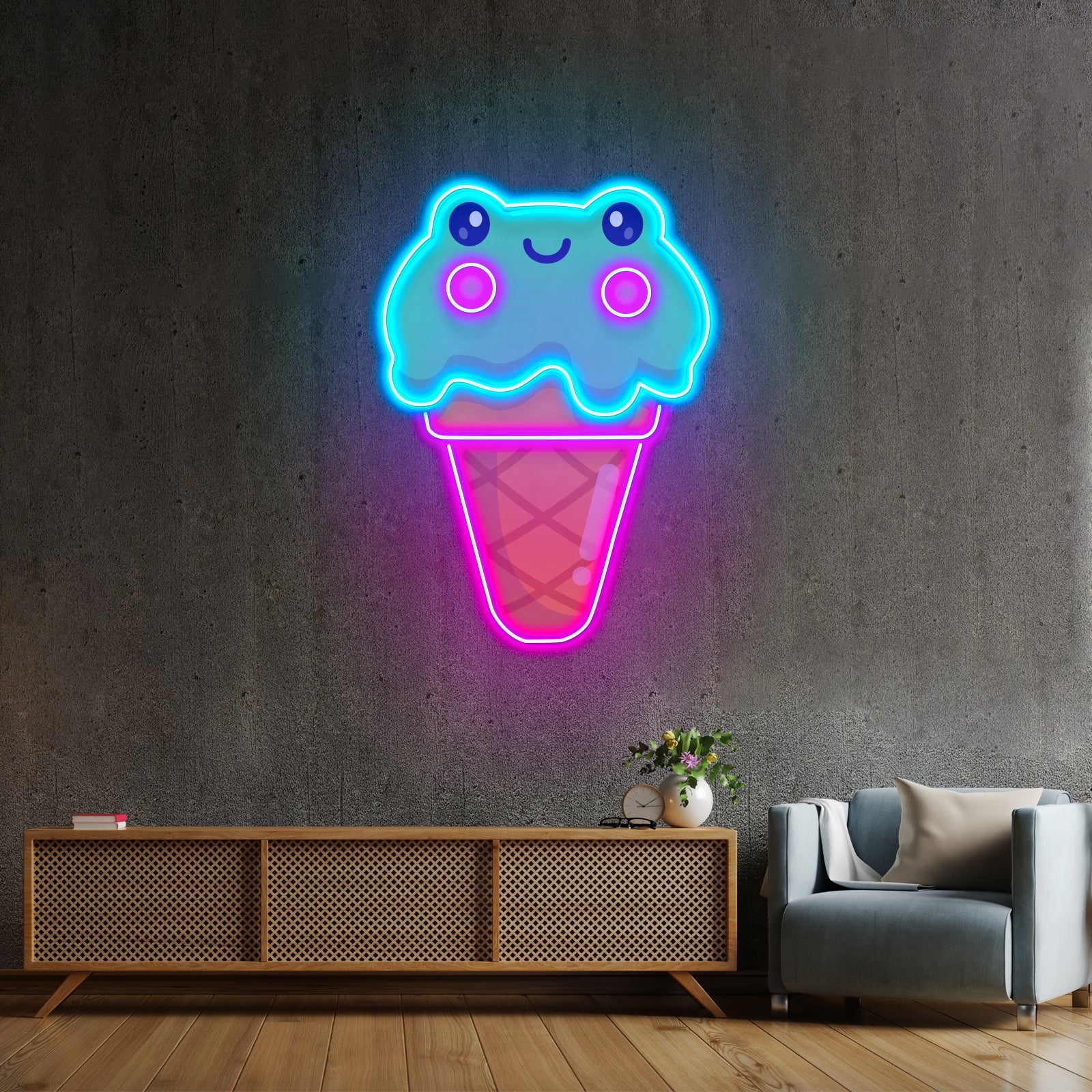 Ice Cream Cone Frog Led Neon Sign Light Custom Led Signs - Shineneon