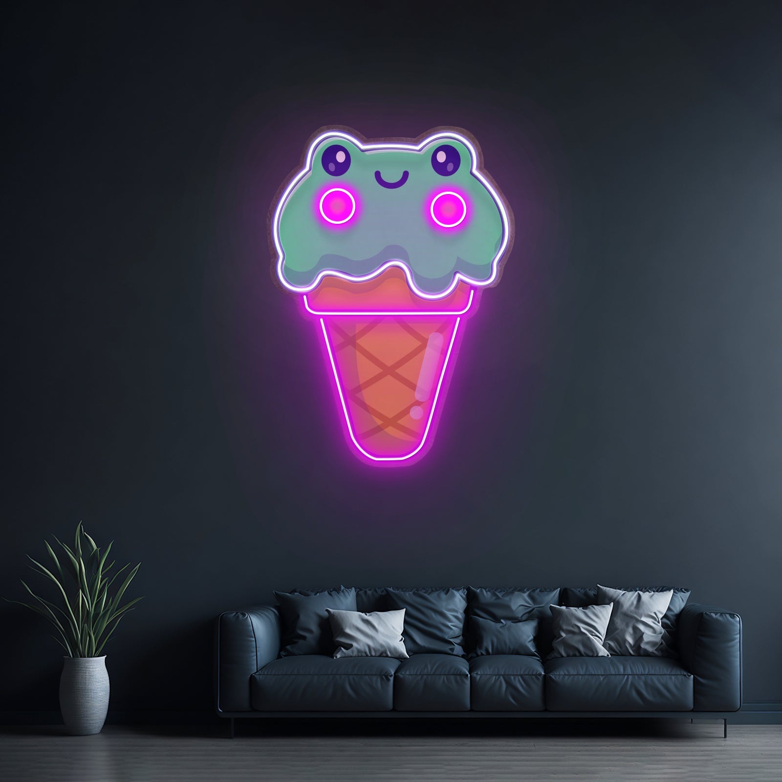Ice Cream Cone Frog Led Neon Sign Light Custom Led Signs - Shineneon