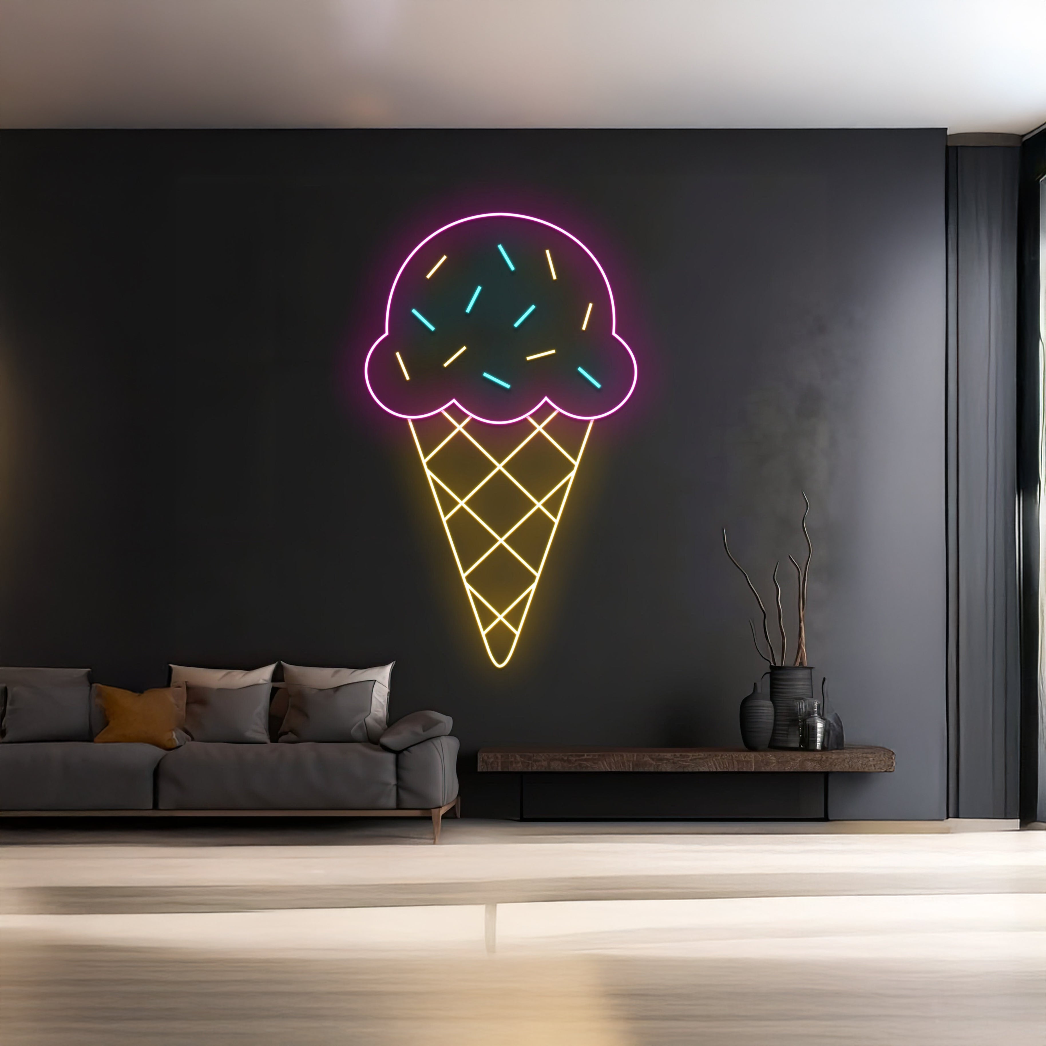 Ice Cream Cone Neon Sign Room Wall Decor | Shineneon